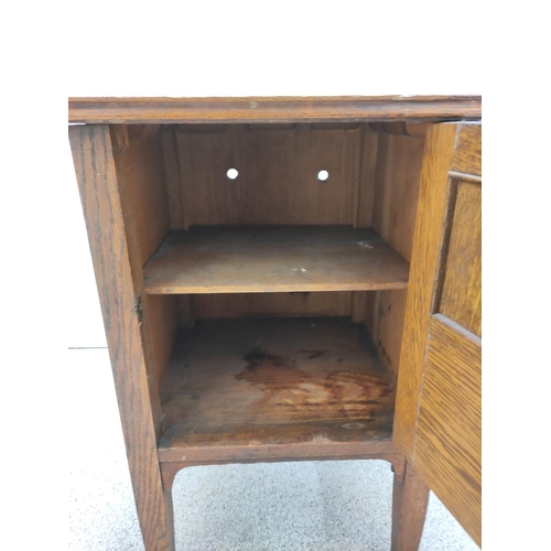 581 - Secessionist style oak bedside cabinet by Maples, with inlaid decoration, tapering square legs. 44cm... 