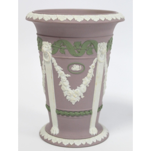 183 - Wedgwood lilac jasperware Museum Series pillar vase after an original 19th century design, with moul... 