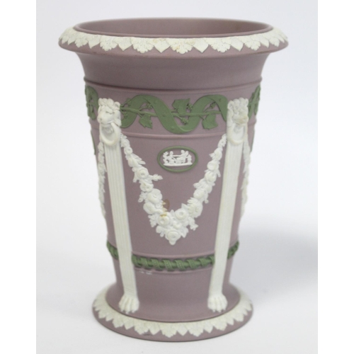 183 - Wedgwood lilac jasperware Museum Series pillar vase after an original 19th century design, with moul... 