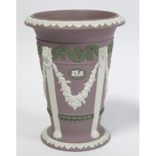 183 - Wedgwood lilac jasperware Museum Series pillar vase after an original 19th century design, with moul... 