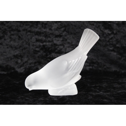 171 - Modern Lalique frosted glass paperweight in the form of a pecking sparrow, incised mark Lalique Fran... 