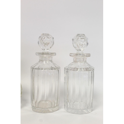 373 - Two pairs of 19th or early 20th century cut glass decanters, each approx. 24.5cm high.  (4).