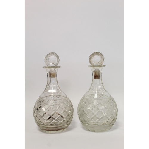 373 - Two pairs of 19th or early 20th century cut glass decanters, each approx. 24.5cm high.  (4).