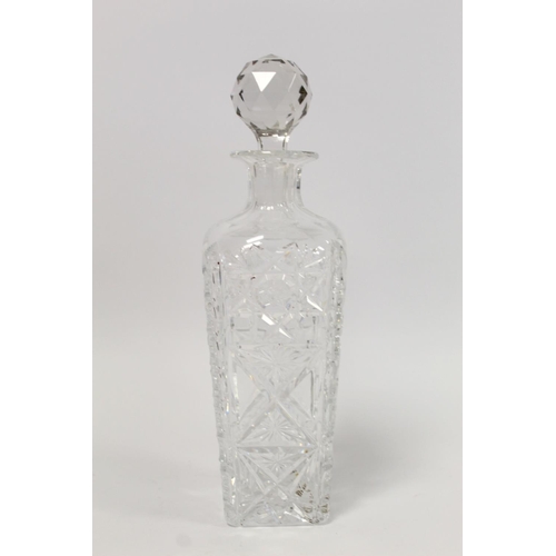 374 - Small Regency style cut glass decanter, 21cm high; another of tapered square form, 29cm high and a b... 