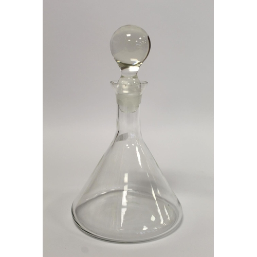 374 - Small Regency style cut glass decanter, 21cm high; another of tapered square form, 29cm high and a b... 