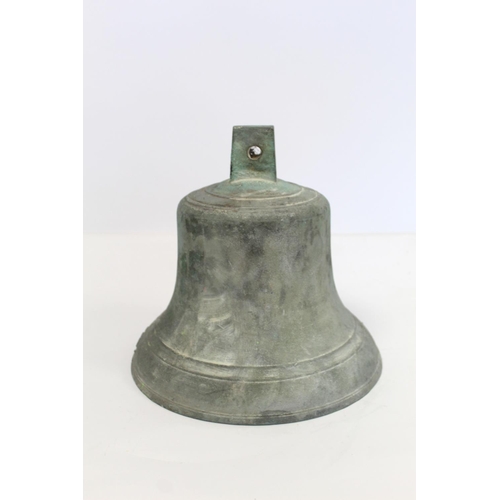 401 - Victorian large bronze bell by J. Warner & Sons Ltd., London, dated 1900, lacking clapper. 28cm ... 