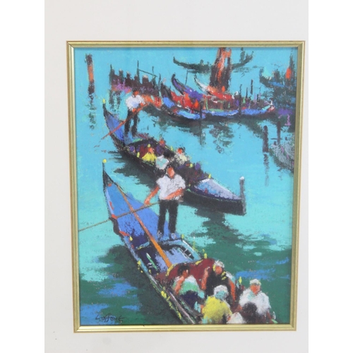 421 - Laffant (Contemporary School).Gondoliers on a Venice canal.Pastel.25cm x 18cm. Signed.... 