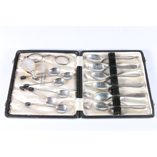 474 - George V set of six silver coffee bean spoons by Cooper Brothers & Sons Ltd, Sheffield 1925, ano... 