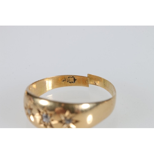 491 - 22k gold wedding band, size M, 1g, 9k gold wedding band size L, 0.7 g, and another yellow ring with ... 