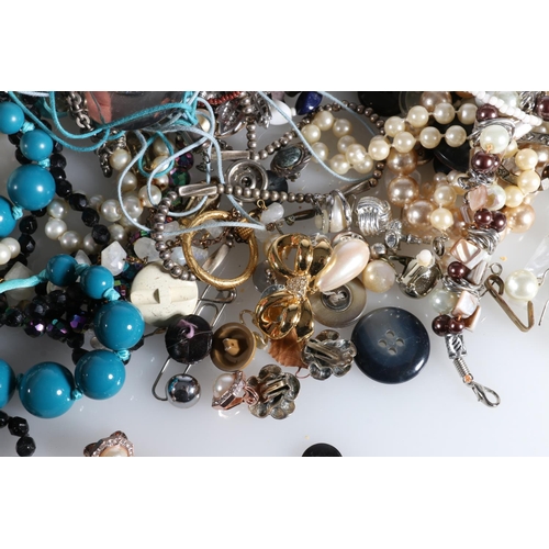 493 - Costume jewellery to include, necklaces, badges, brooches, beads, etc.