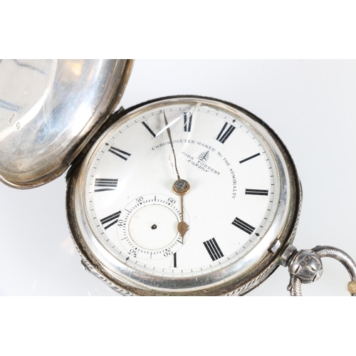 495 - Edward VII full hunter silver pocket watch inscribed, 'Chronometer Maker to the Admiralty John Forre... 