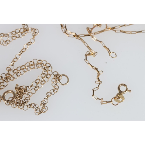 498 - 9k gold belcher link chain necklace, 60cm, and another box link chain, 4g gross. 