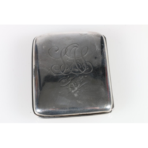 551 - Victorian silver cigarette case, stamped to the interior 'Sterling', 76g.