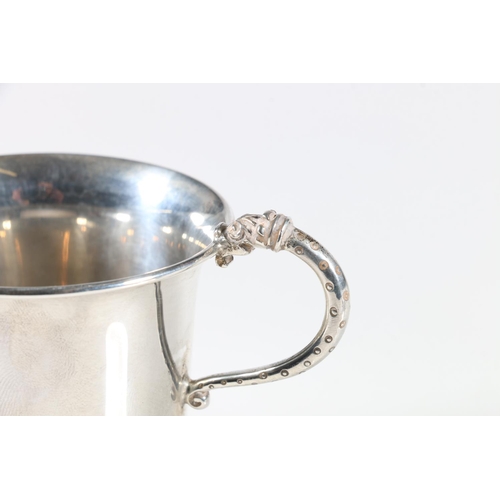 553 - Contemporary silver mug with Celtic footrim by David Lawrence Silverware, Birmingham, 1966, 77g.