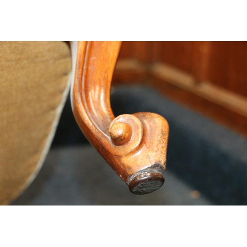 626 - Victorian walnut library chair, with later upholstery,85cm high.