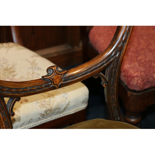 632 - Victorian mahogany balloon back chairs, 85cm high, and two others.