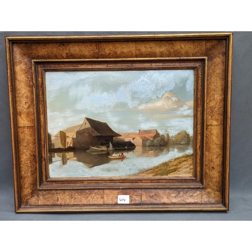 414 - EDMUND WARD GILL (1820-1894), Barges on the River, oil, signed lower right, 29cm x 40cm. David McDon... 