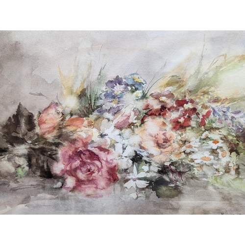 422 - W DONALDSON of Grangemouth, still life of flowers, watercolour, signed lower right, 30cm x 48cm.