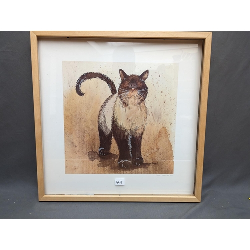 443 - ALEX CLARK, Coco, print, 36cm x 36cm, frame 53cm x 53cm.