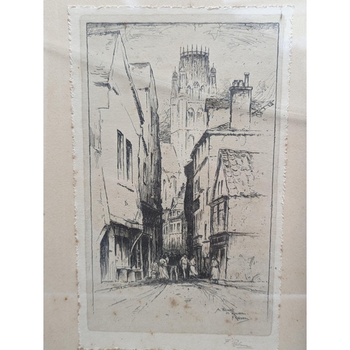 450 - ROBERT HOUSTON, Stirling Castle, etching, pencil signed lower right, 13cm x 10cm. Two FEATHERSTONE R... 