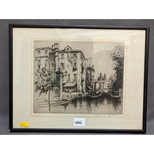 426 - ANDREW FAIRBURN AFFLECK (Scottish 1874-1935), Venetian scene, etching, pencil signed lower right, 19... 