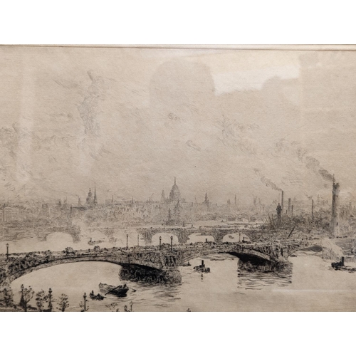 427 - Manner of WILLIAM LIONEL WYLLIE RA (1851-1931), London, etching, unsigned, 22cm x 37cm, frame 39cm x... 