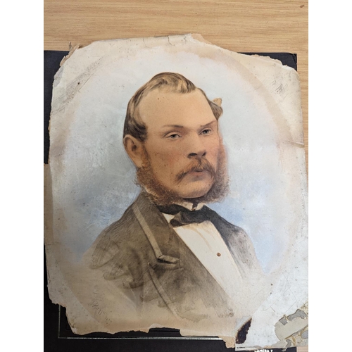 436 - J HAGGIT, portrait of a gentleman, signed and dated 1894 lower right, 27cm x 21cm, an old photograph... 