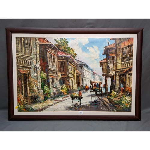 452 - ANTONIO CALMA (Mexican b1954), Philippine town scene, oil painting, signed and dated 2009 lower righ... 