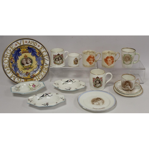 306 - Collection of commemorative ware for Princess Elizabeth and Princess Margaret, comprising: Paragon t... 