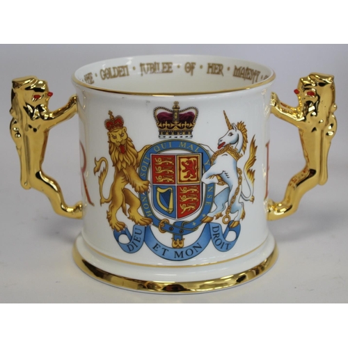 312 - Large Paragon commemorative bone china loving cup for the Golden Jubilee 2002, limited edition no. 2... 