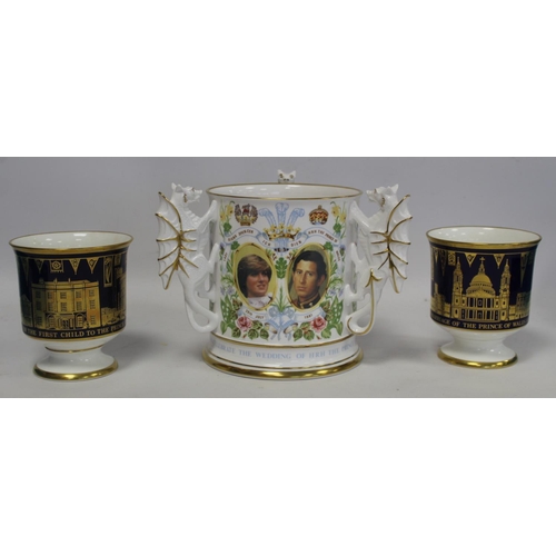 315 - Caverswall bone china large commemorative tyg for the Royal Wedding 1981, limited edition no. 9/500,... 