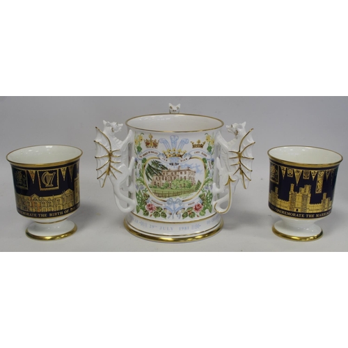 315 - Caverswall bone china large commemorative tyg for the Royal Wedding 1981, limited edition no. 9/500,... 