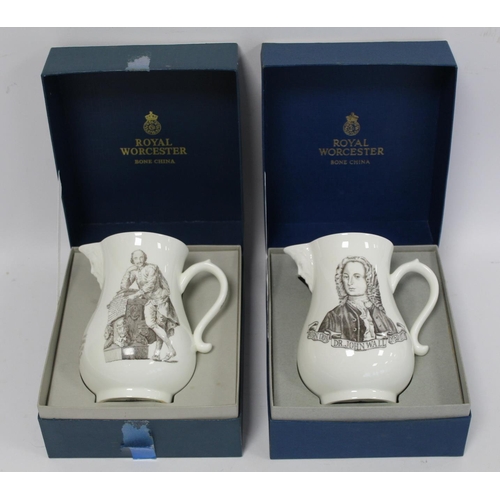 316 - Two Royal Worcester commemorative 'Collectors Society' bone china jugs of baluster form with mask he... 