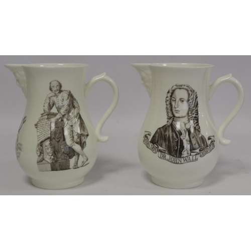 316 - Two Royal Worcester commemorative 'Collectors Society' bone china jugs of baluster form with mask he... 