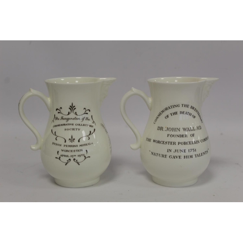 316 - Two Royal Worcester commemorative 'Collectors Society' bone china jugs of baluster form with mask he... 