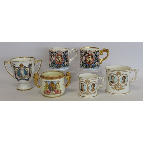 328 - Six pieces of commemorative china for the Coronation of King George VI and Queen Elizabeth 1937, com... 