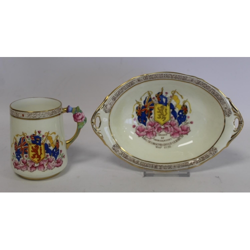 329 - Four pieces of Paragon commemorative ware china for the Scottish Empire Exhibition opened by King Ge... 