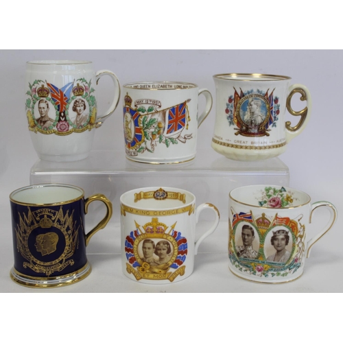 331 - Fourteen various commemorative mugs and loving cups for the Coronation of King George VI and Queen E... 