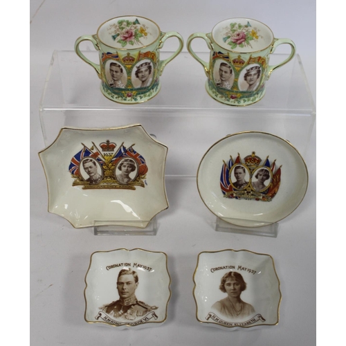 331 - Fourteen various commemorative mugs and loving cups for the Coronation of King George VI and Queen E... 