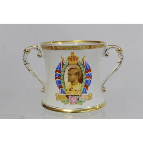 337 - Shelley commemorative loving cup for the Coronation of Edward VIII 1937, 7.5cm high and three Parago... 