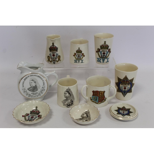 342 - Nine pieces of commemorative Goss china for the Jubilees of Queen Victoria 1887 and 1896/7; also a s... 