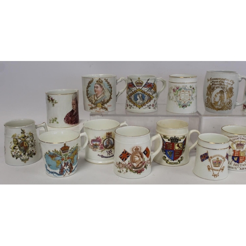 345 - Collection of eighteen commemorative mugs for the Jubilees of Queen Victoria 1887 and 1897; also ano... 