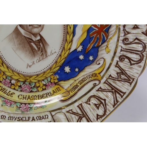 357 - Paragon commemorative plate depicting 'Neville Chamberlain The Peacemaker', a souvenir of the Peace ... 