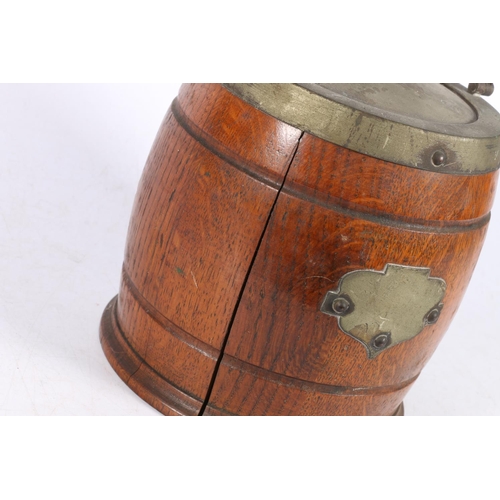 1 - Oak and EP mounted biscuit barrel, with swing-handle, 15cm excluding handle.