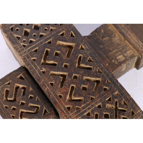 10 - Unusual carved wooden African lock and key.