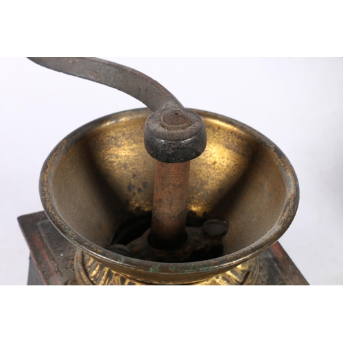 103 - Antique goffering iron, a T & C Clark & Co. of Wolverhampton coffee grinder, and an antique ... 