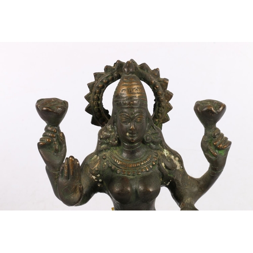 158 - Cast metal model of Buddha Chenrezig, 18cm high.