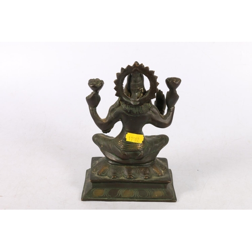 158 - Cast metal model of Buddha Chenrezig, 18cm high.