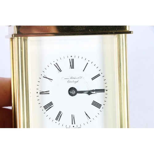 20 - James Ritchie of Edinburgh brass carriage clock, with quartz movement.