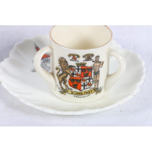 231 - Shelley Art Deco cabinet cup and saucer, a crested tyg, and Queen Victoria's record reign crested sa... 